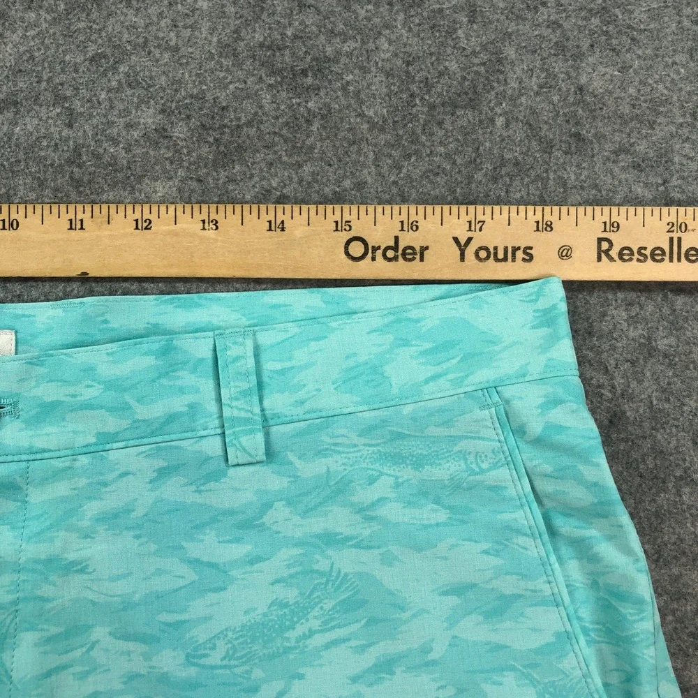 Peter Millar Mens Golf Shorts 36x10 Teal Green-Blue Fish Shark Camo Performance